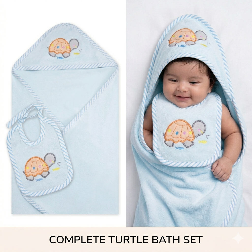 KIDZO BABY BATH TOWEL BLUE