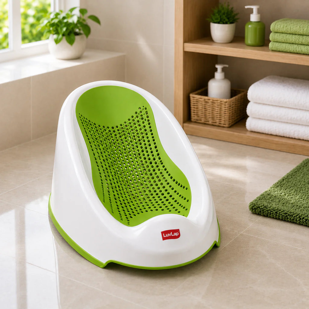 BREATHABLE BABY BATH SUPPORT SEAT - GREEN