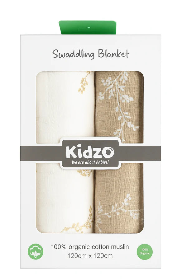 Pack of 2 – 100% Organic Cotton Muslin Wrapping Sheets 120x120 cm