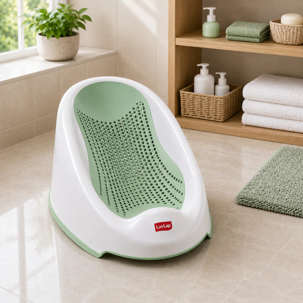 BREATHABLE BABY BATH SUPPORT SEAT - SEA GREEN