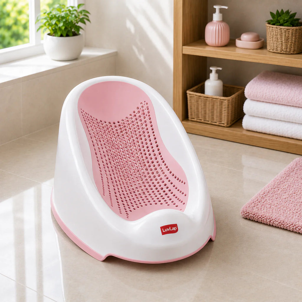 BREATHABLE BABY BATH SUPPORT SEAT - PINK