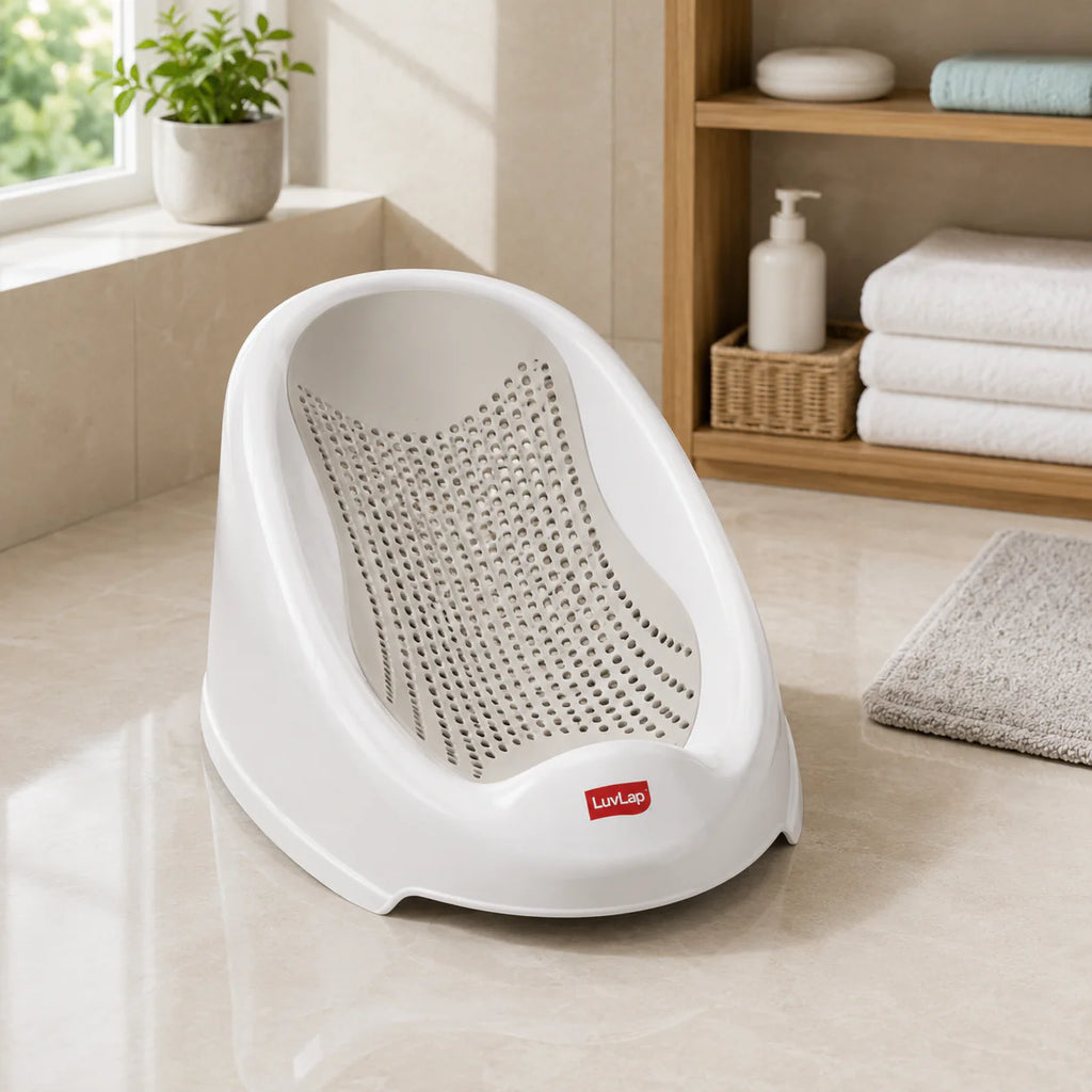 BREATHABLE BABY BATH SUPPORT SEAT GREY
