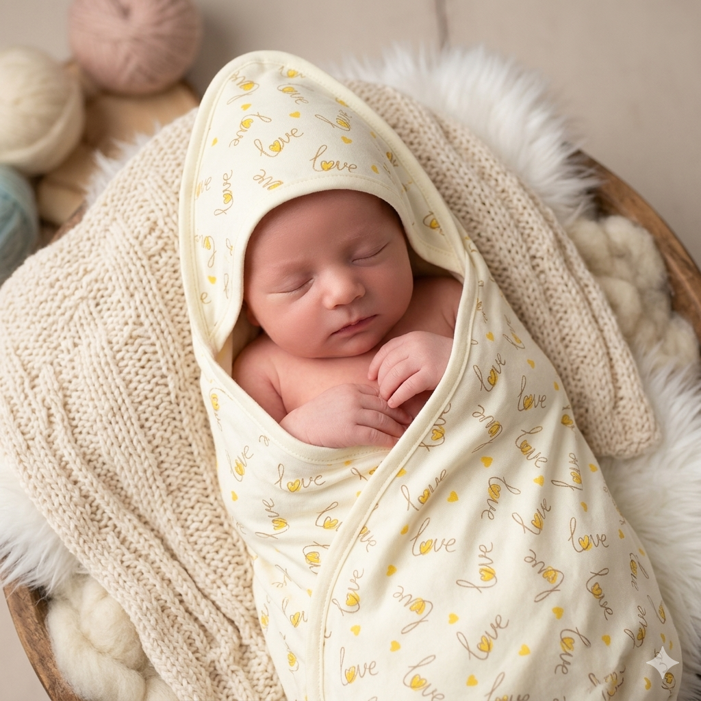 Kidzo Baby Wrapping Sheet Green  – Soft Cotton Newborn Swaddle Blanket