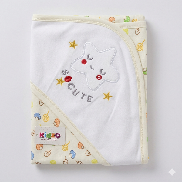 Kidzo Baby Wrapping Sheet – Soft Cotton Newborn Swaddle Blanket Star Yellow