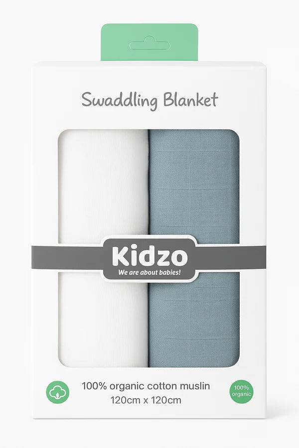 Pack of 2 – 100% Organic Cotton Muslin Wrapping Sheets 120x120 cm