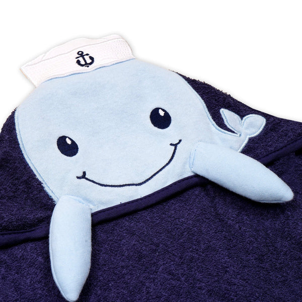 Character Hooded Bath Towel - Dolphin - Blue
