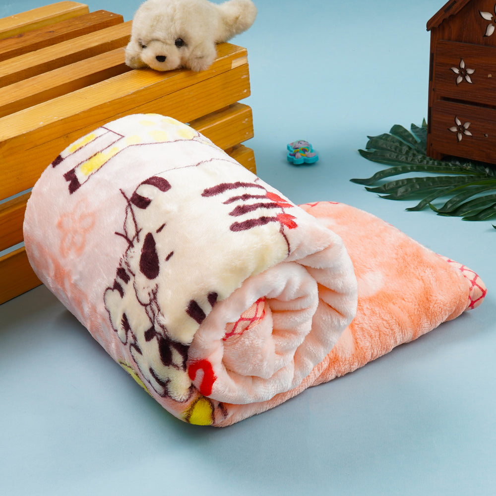 Baby Blanket Double Ply Blue  Pink Cat