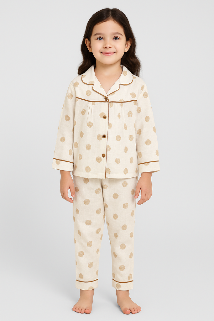 Kidzo Night Suit – Comfortable Two-Piece Sleepwear for Girls Muslin Stuff