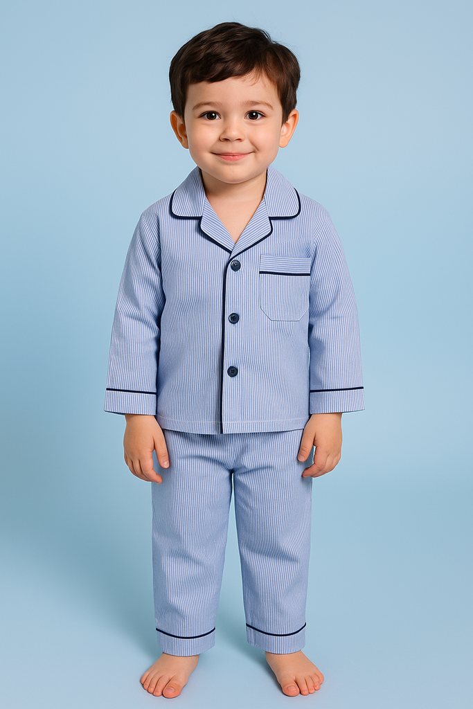 Kids Light Blue Striped Pajama Set