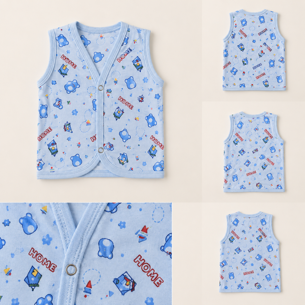 Premium Newborn Baby Vest with Playful Prints – Soft Cotton Fabric Pack Of 3
