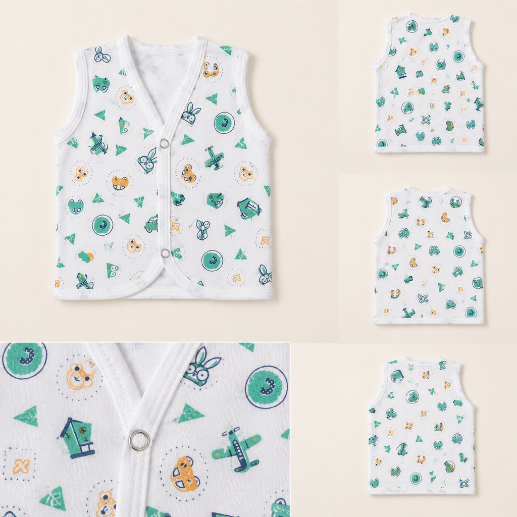 Soft Cotton Newborn Baby Sleeveless Vest – Breathable & Comfortable Summer Wear Pack of 3 (Copy)