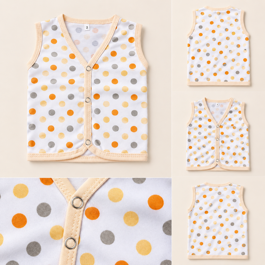 Baby Cotton Vest Sleeveless Front Open Snap Button Vest for Newborn & Infant Boys Girls