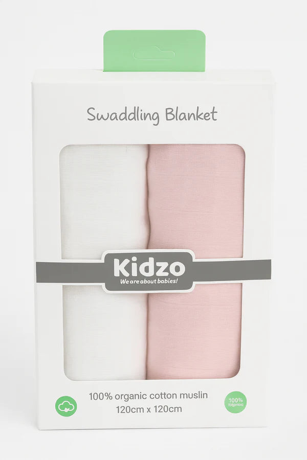 Pack of 2 – 100% Organic Cotton Muslin Wrapping Sheets 120x120 cm