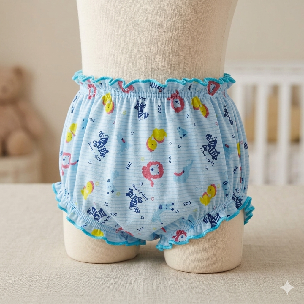Baby Bloomers Cotton Training Panty – Soft Printed Baby Diaper Cover & Underwear for Infants Green