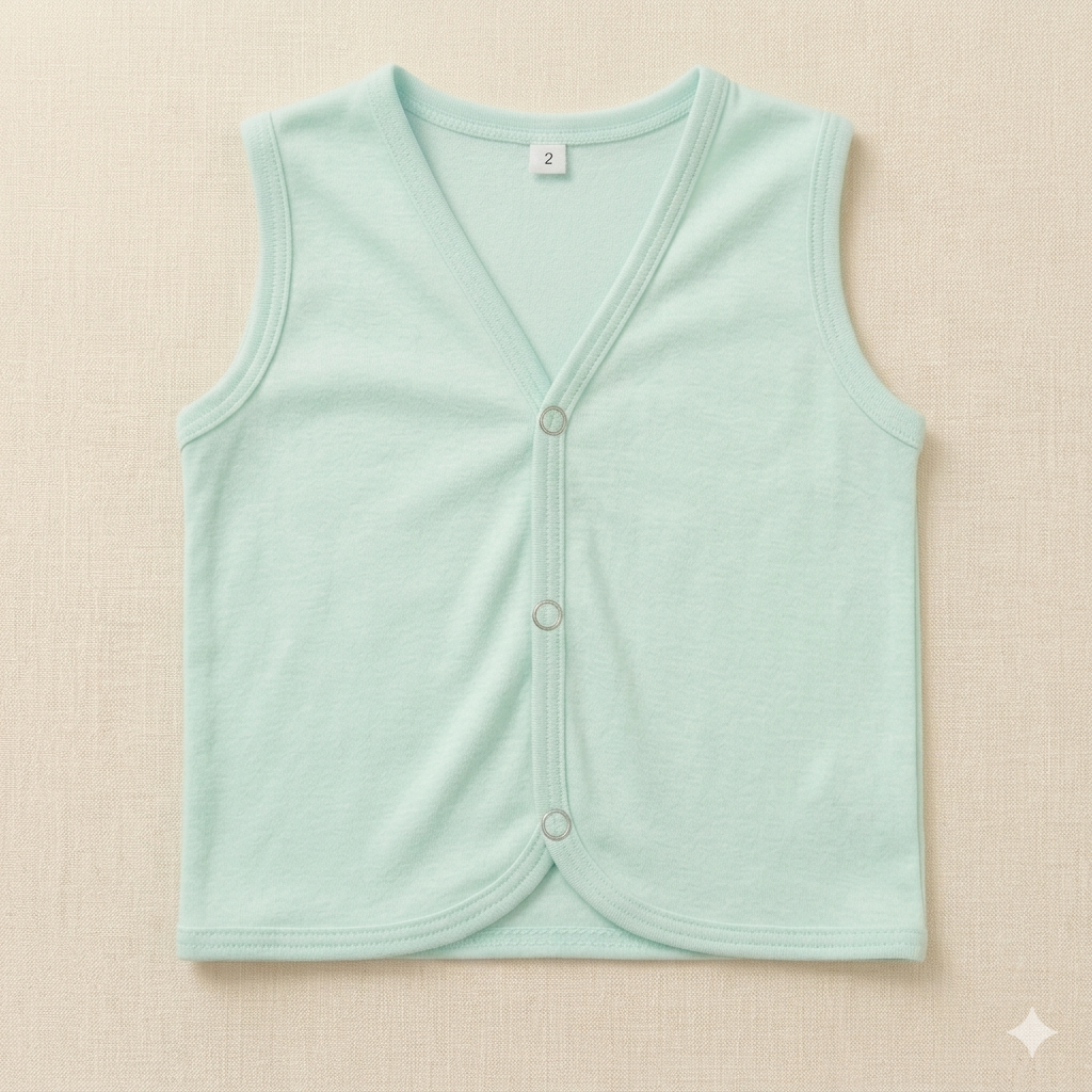 Baby Cotton Vest Sleeveless Front Open Snap Button Vest for Newborn & Infant Boys Girls
