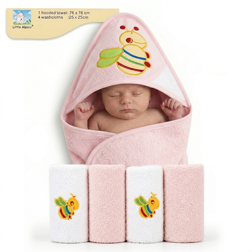 Premium Baby Hooded Bath Towel & Washcloth Set – Soft & Absorbent