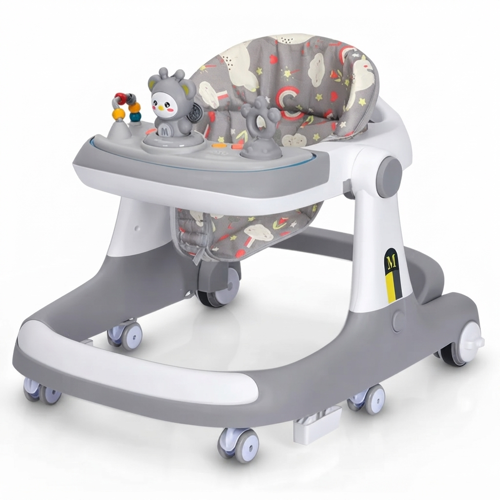 Minik Habibi: 2-in-1 Premium Activity Baby Walker grey colour