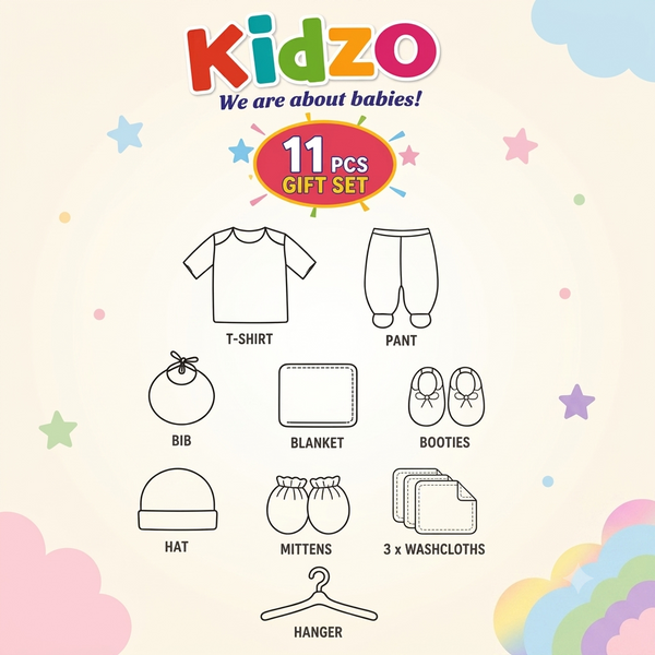 KIDZO 11 PCS STARTER SET SOFT COTTON STUFF