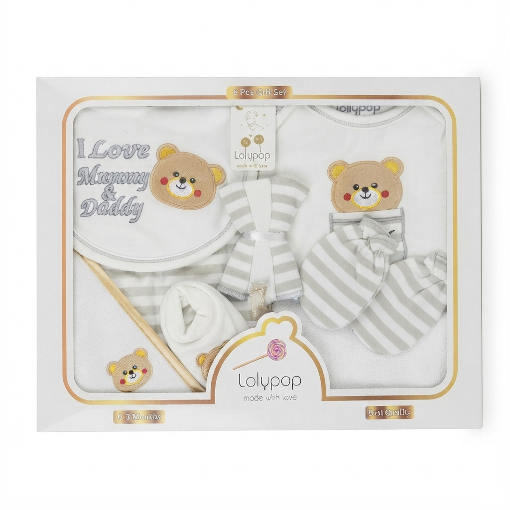 Lolypop 8 Pcs Newborn Gift Set (0-3 Months)