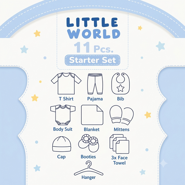 LITTLE WORLD 11 PCS BABY STARTER SET SOFT COTTON STUFF