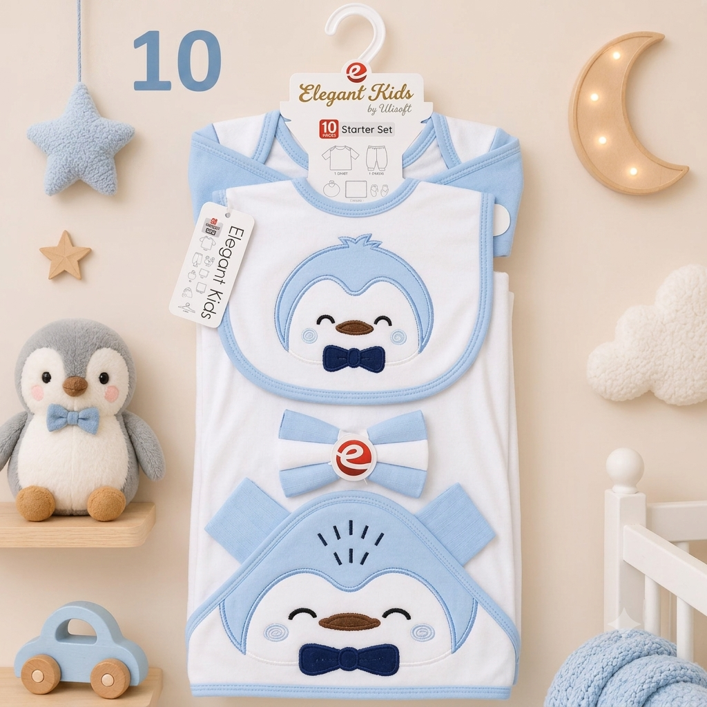 ELEGENT KIDS 10 PCS BABY STARTER SET SOFT COTTON STUFF