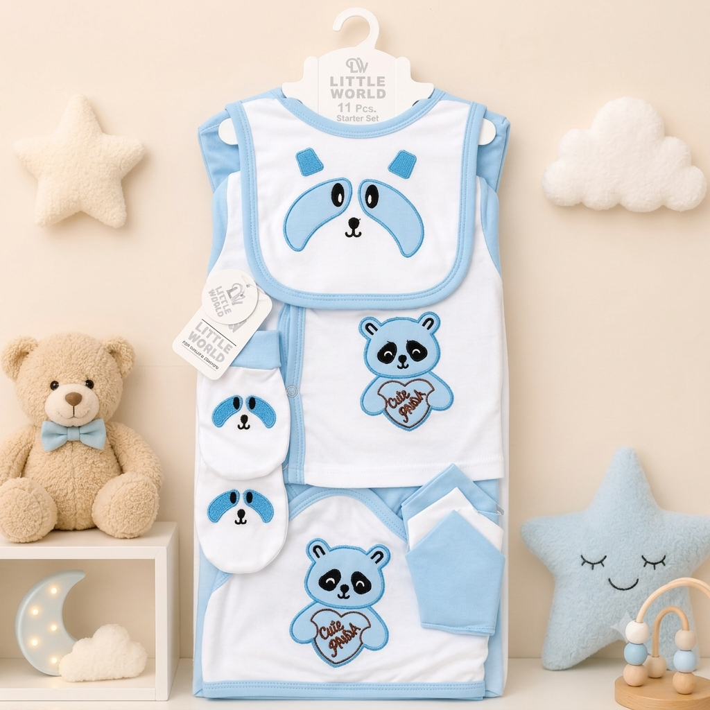 LITTLE WORLD 11 PCS BABY STARTER SET SOFT COTTON STUFF
