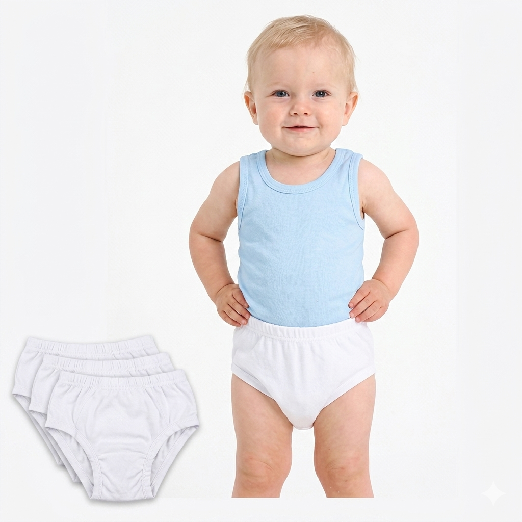 "Baby's Home white cotton potty training pants for toddlers, pack of 3"