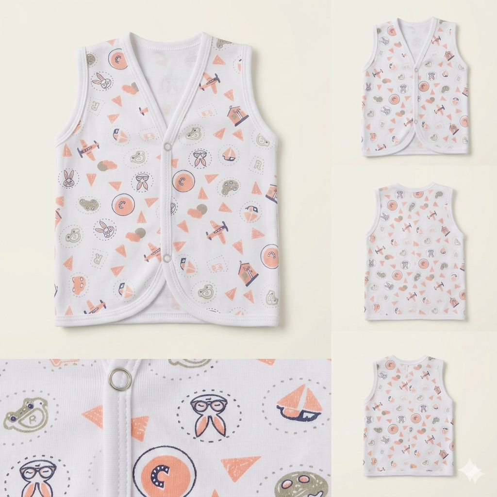 Soft Cotton Newborn Baby Sleeveless Vest – Breathable & Comfortable Summer Wear Pack of 3