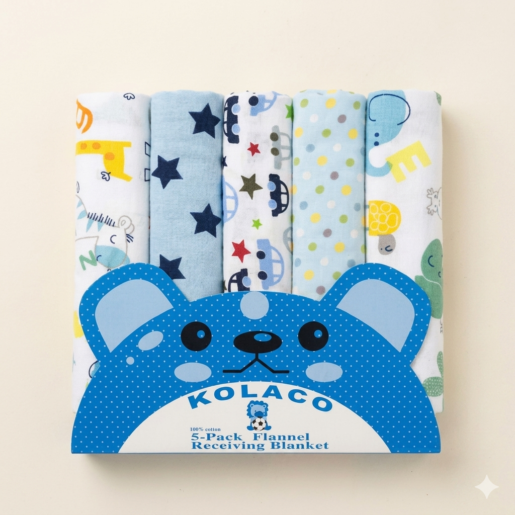 Ultra-Soft Flannel Baby Wrapping Sheet | Breathable & Cozy Swaddle Blanket Blue