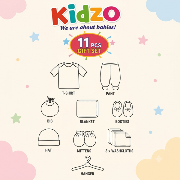 KIDZO 11 PCS STARTER SET SOFT COTTON STUFF