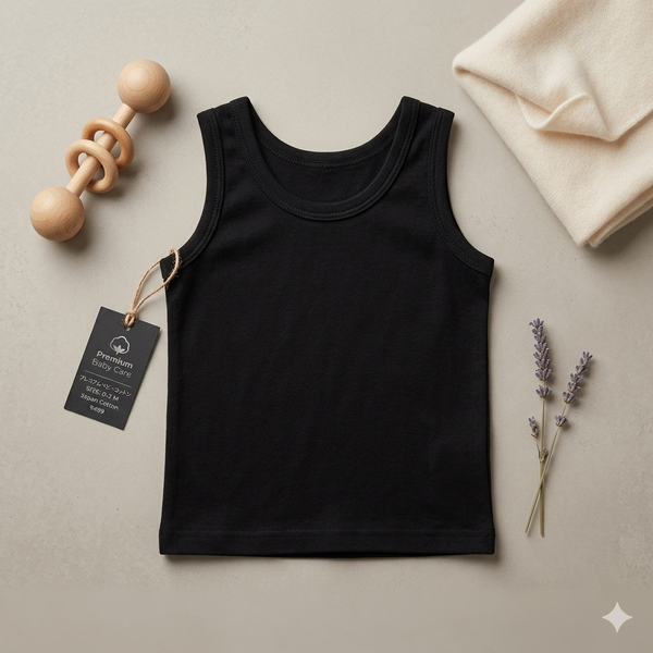 Premium Ultra-Soft Cotton Baby Vest – Breathable Summer Wear Black