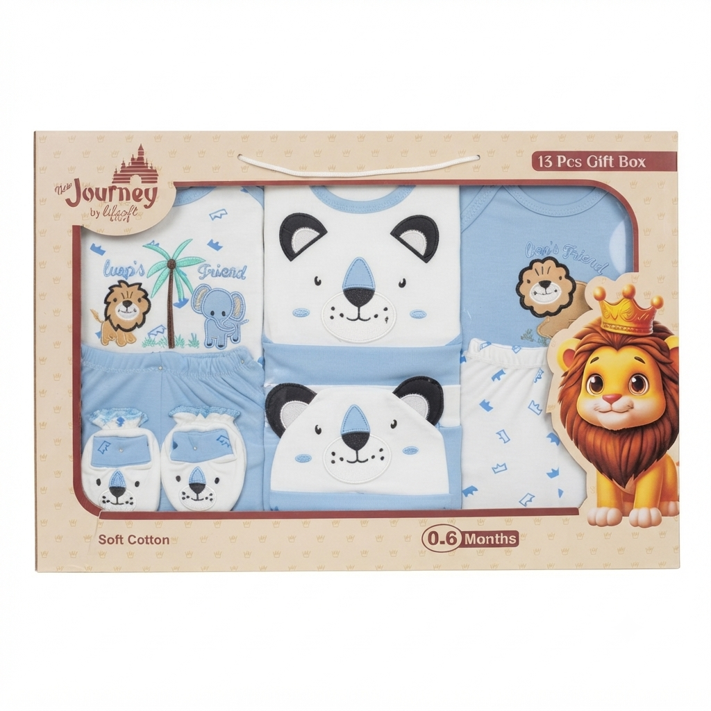 New Journey by Lilsoft – 13-Piece Premium Baby Gift Box blue colour (0-3 Months)
