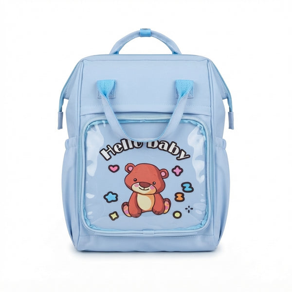 Hello Baby Premium Multi-Function Diaper Backpack with Transparent Teddy Bear Pocket