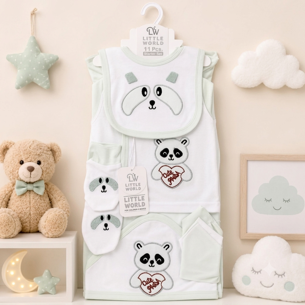 LITTLE WORLD 11 PCS BABY STARTER SET SOFT COTTON STUFF