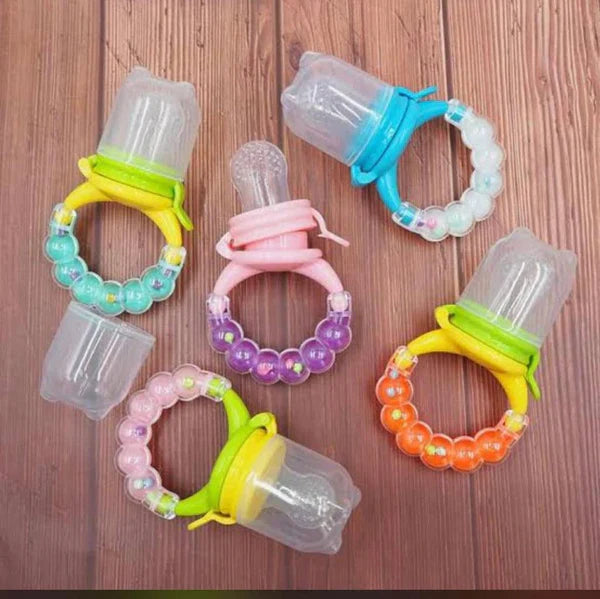 Rattle Fruit Pacifier Feeder – Safe Silicone Baby Teether & Food Feeder