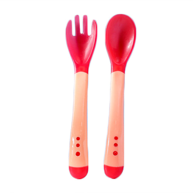 Temperature Sensitive Color Changing Baby Spoon And Fork Set