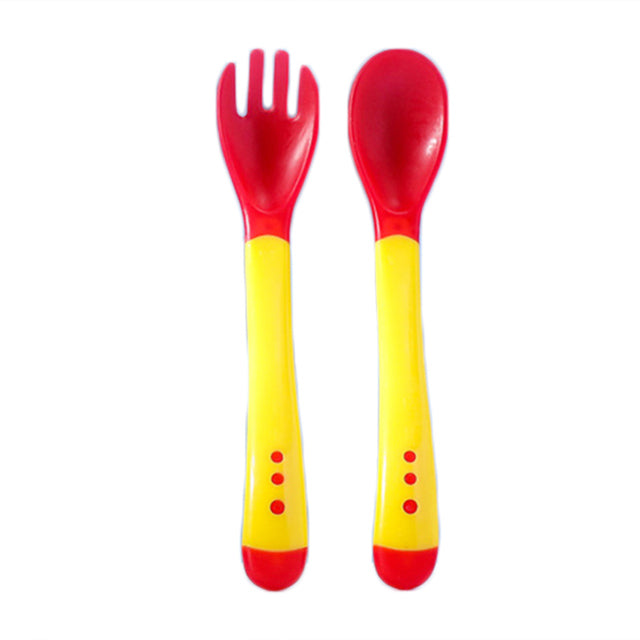 Temperature Sensitive Color Changing Baby Spoon And Fork Set
