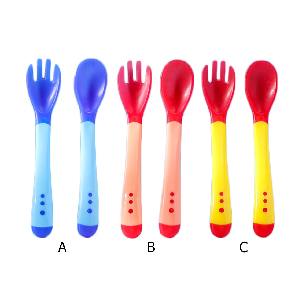 Temperature Sensitive Color Changing Baby Spoon And Fork Set