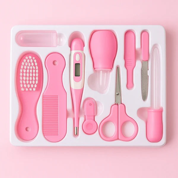 Premium 10-Piece Baby Grooming Kit – Safe & Gentle Care for Newborns & Infants (Pink)