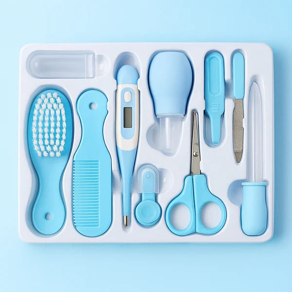 Premium 10-Piece Baby Grooming Kit – Safe & Gentle Care for Newborns & Infants (Blue)