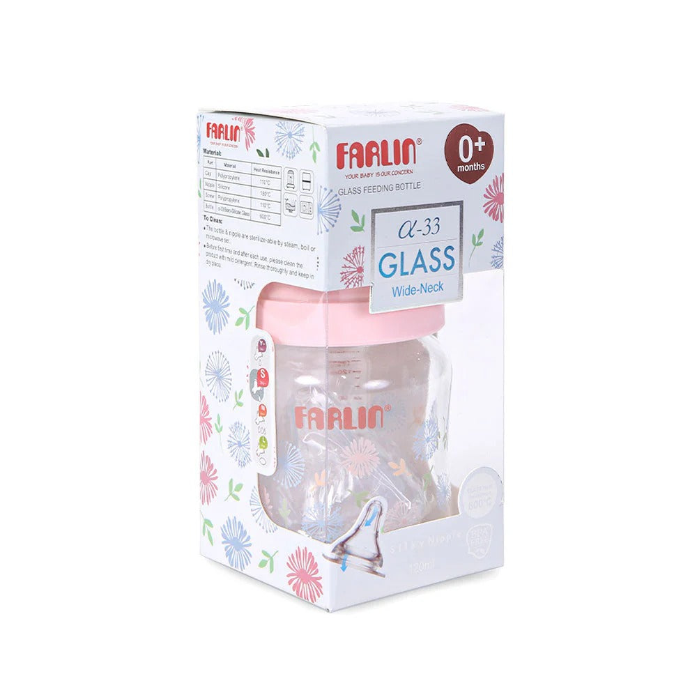 WIDE NECK GLASS FEEDER 120ML - PINK AB-32005
