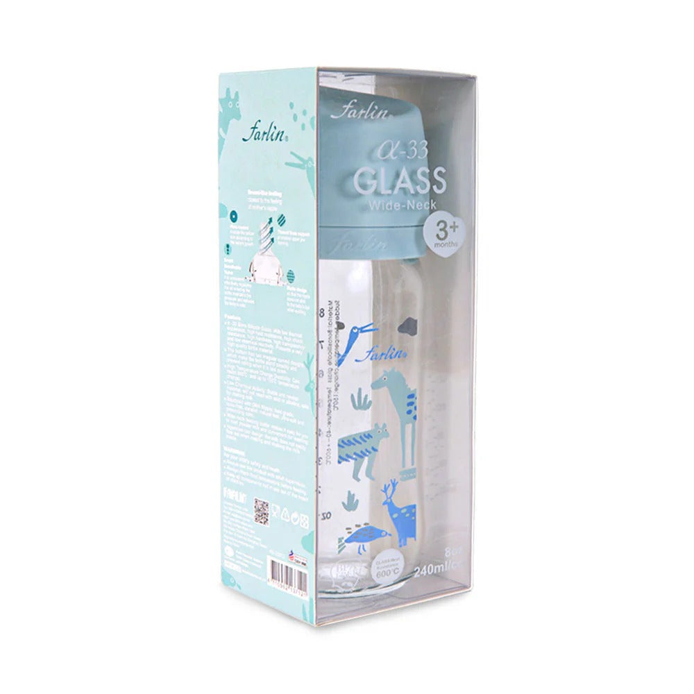 WIDE NECK GLASS FEEDER 240ML - BLUE  AB-32012