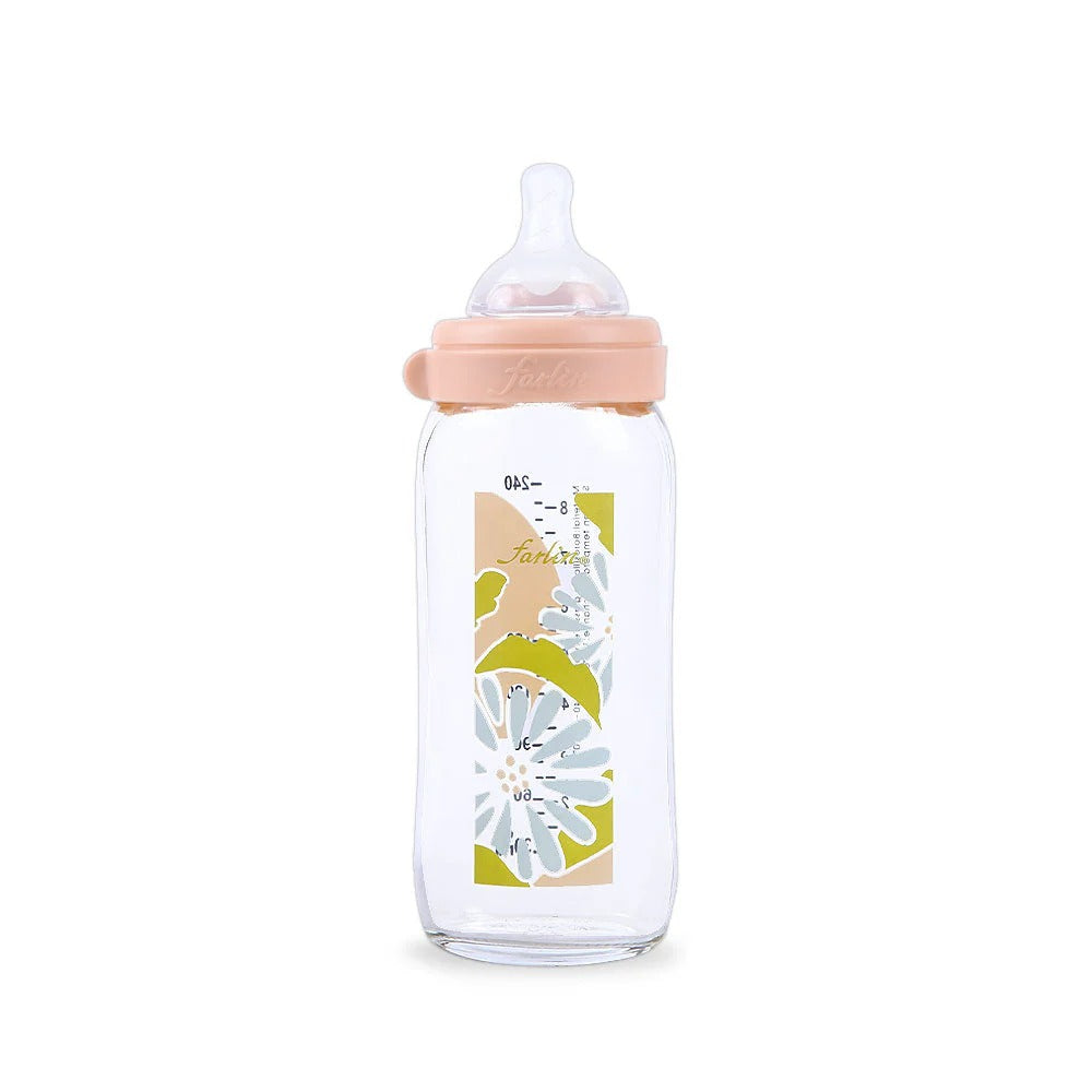 WIDE NECK GLASS FEEDER 240ML - PINK  AB-32012