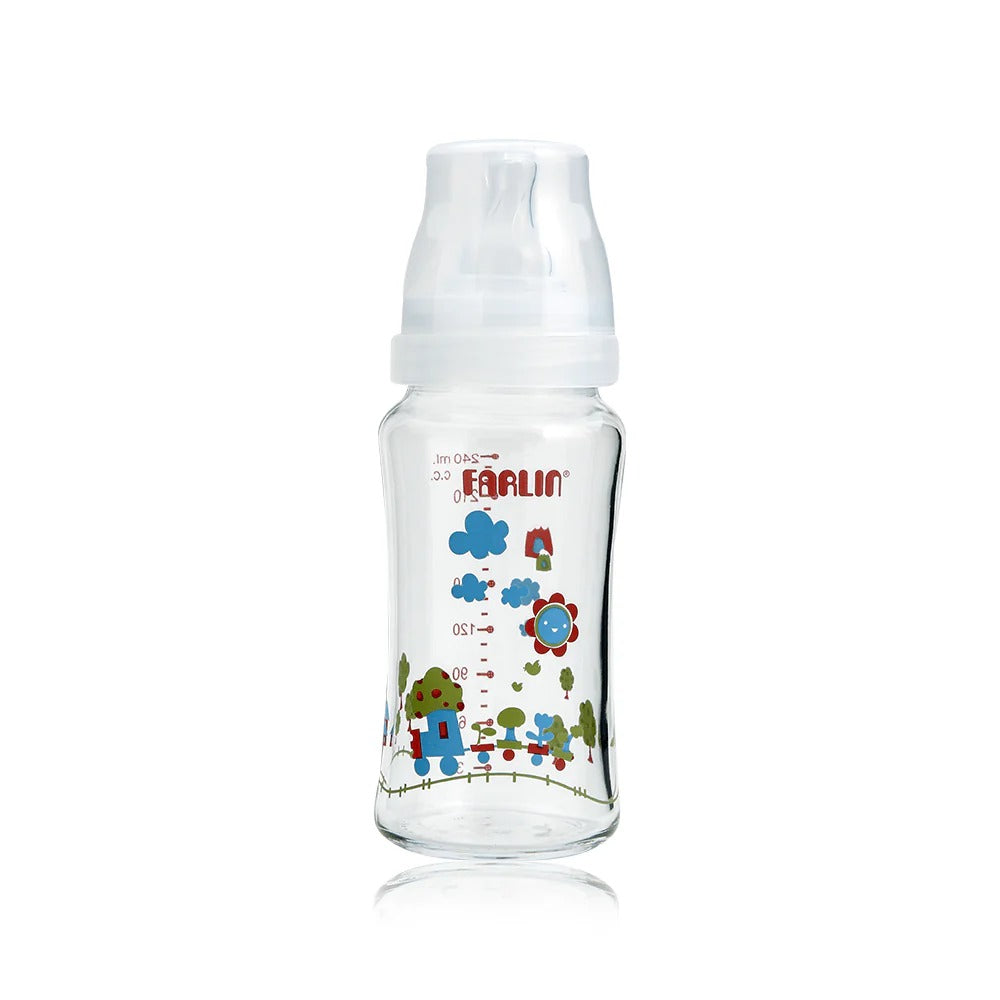 WIDE NECK GLASS FEEDING BOTTLE 240 ML  ABB-B001-24
