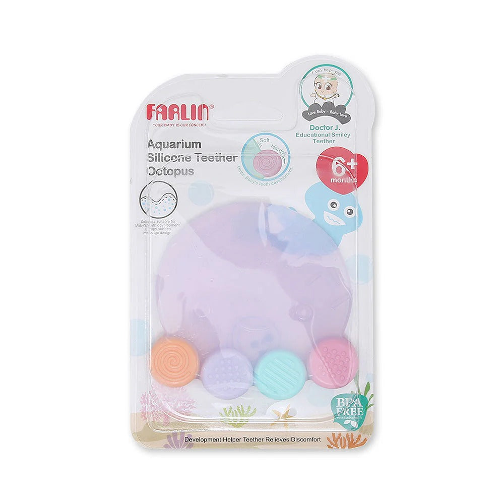 BB-20009 SILICONE GUM SOOTHER - LAVENDAR OCTOPUS