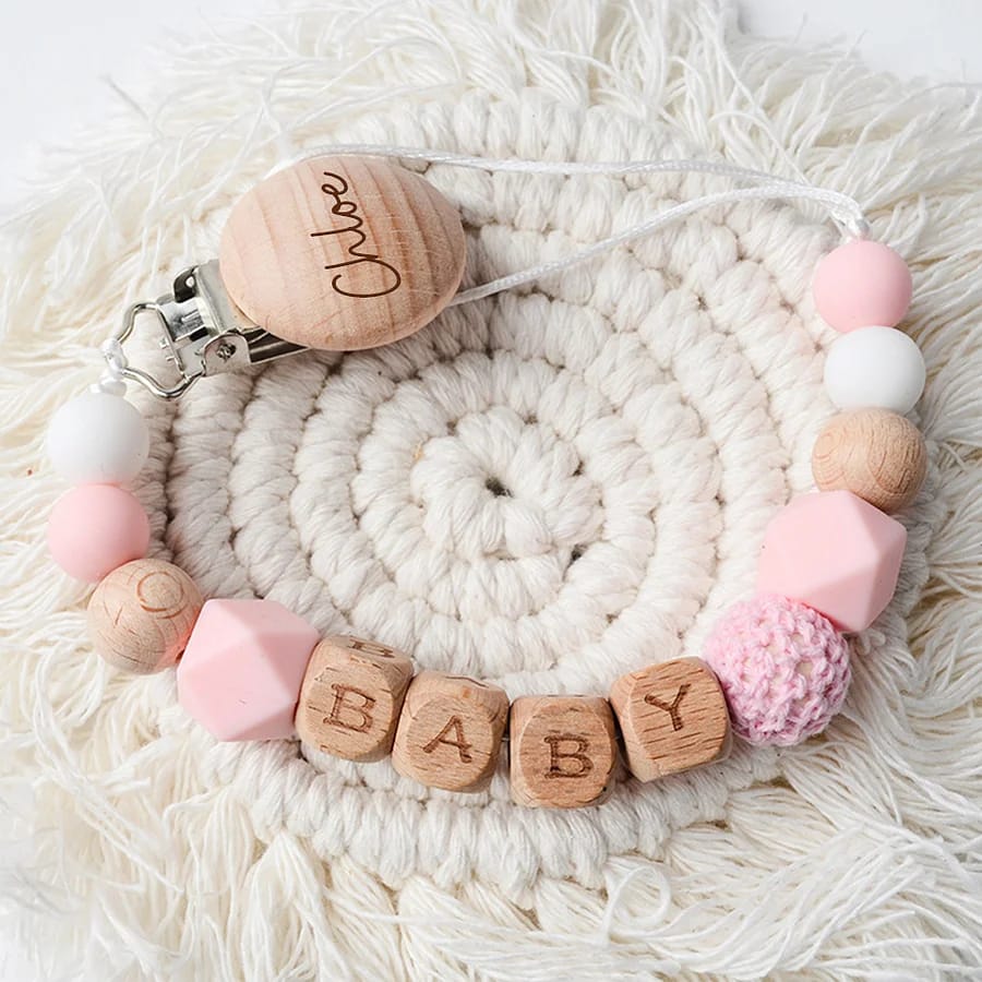 Personalized Baby Pacifier Crochet Bead Clip