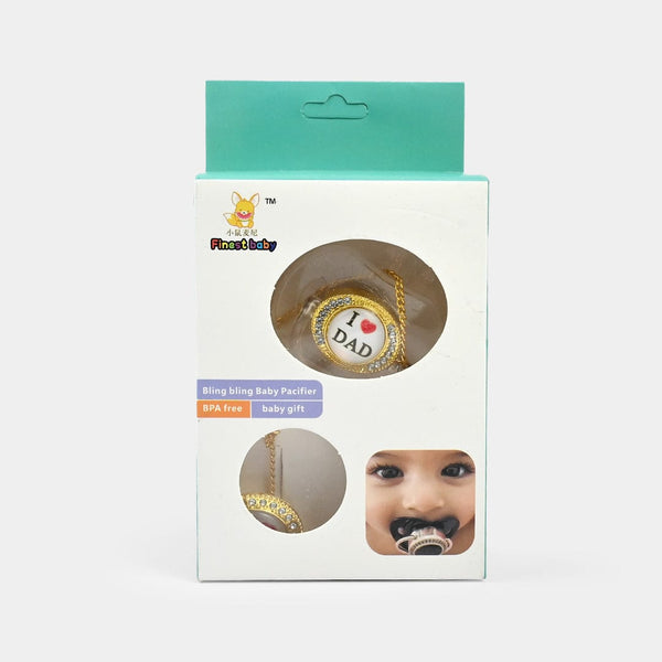 Luxury Golden Pacifier I love Dad  Clip & Holder Chain