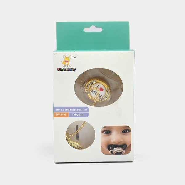 Luxury Golden Pacifier I love Mom  Clip & Holder Chain