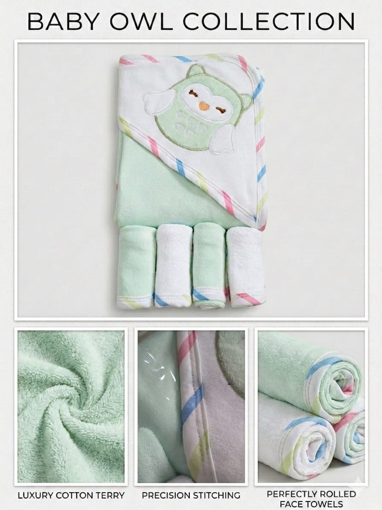 Little Snuggle Baby Bath Towel Set | Soft & Absorbent Cotton Green
