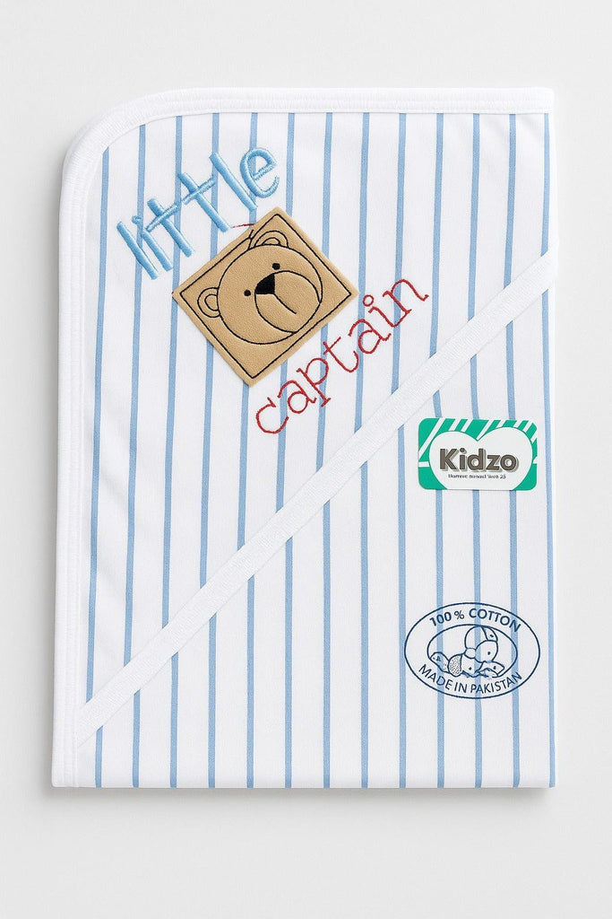 Kidzo Blue Baby Wrapping Sheet | 100% Cotton Soft Newborn Receiving Blanket